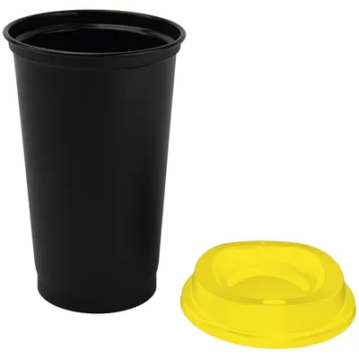 Стакан с крышкой Color Cap Black, черный с желтым — фото 2