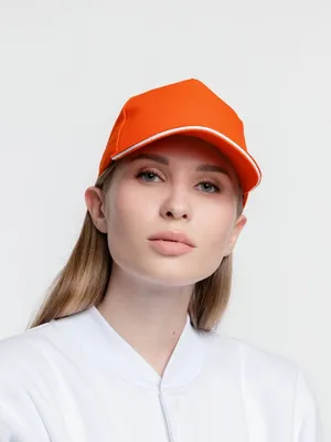 Бейсболка Classic, оранжевая с белым кантом — фото 8