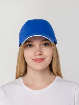 Бейсболка Canopy, ярко-синяя с белым кантом — фото 5