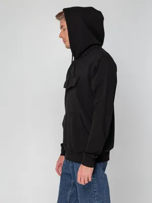 Худи унисекс с карманом на груди Chest Pocket, черное — фото 14