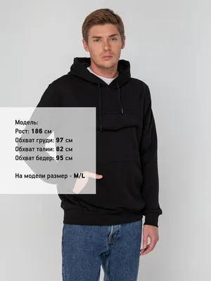 Худи унисекс с карманом на груди Chest Pocket, черное — фото 12