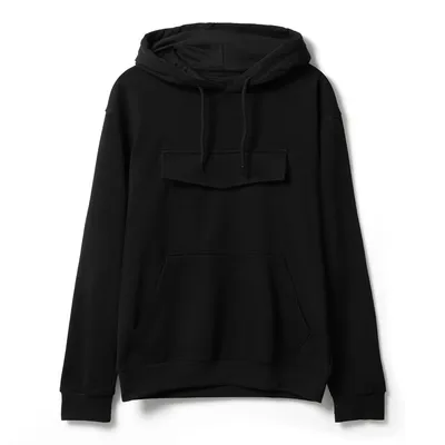 Худи унисекс с карманом на груди Chest Pocket, черное — фото 2
