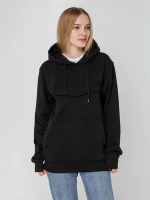 Худи унисекс с карманом на груди Chest Pocket, черное — фото 8