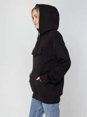 Худи унисекс с карманом на груди Chest Pocket, черное — фото 10