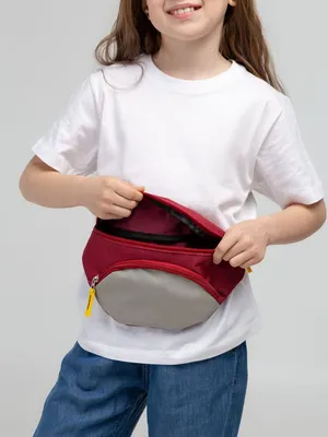Поясная сумка детская Kiddo, бордовая с серым — фото 6