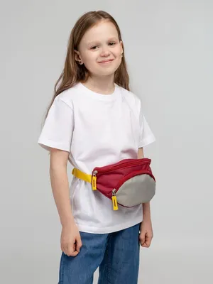 Поясная сумка детская Kiddo, бордовая с серым — фото 5