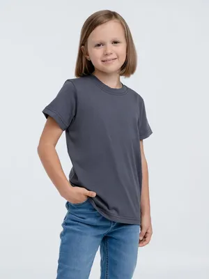 Футболка детская T-Bolka Kids, темно-серая (графит) — фото 4