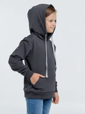 Толстовка с капюшоном детская Kirenga Kids, темно-серая (графит) — фото 5