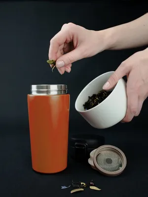 Термостакан с ситечком No Leak Infuser, оранжевый — фото 10