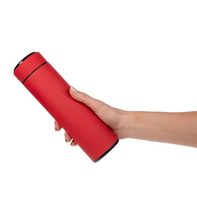 Смарт-бутылка с заменяемой батарейкой Long Therm Soft Touch, красная — фото 7