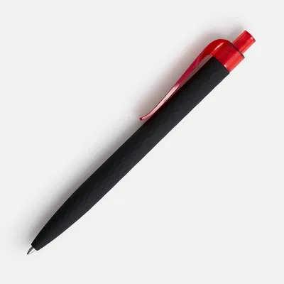 Ручка шариковая Prodir QS01 PRT-T Soft Touch, черная с красным — фото 2
