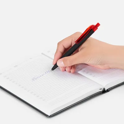 Ручка шариковая Prodir QS01 PRT-T Soft Touch, черная с красным — фото 6
