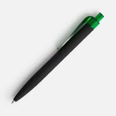 Ручка шариковая Prodir QS01 PRT-T Soft Touch, черная с зеленым — фото 1