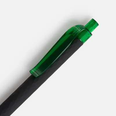 Ручка шариковая Prodir QS01 PRT-T Soft Touch, черная с зеленым — фото 4