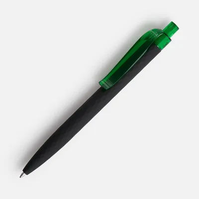 Ручка шариковая Prodir QS01 PRT-T Soft Touch, черная с зеленым — фото 2