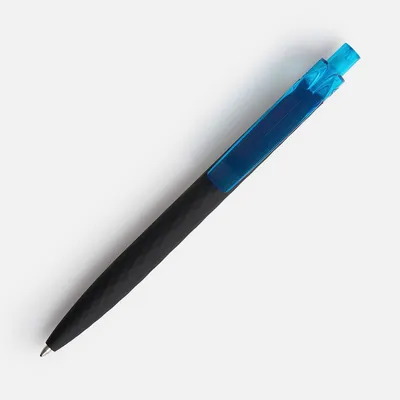Ручка шариковая Prodir QS01 PRT-T Soft Touch, черная с голубым — фото 3