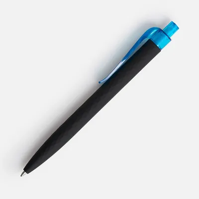 Ручка шариковая Prodir QS01 PRT-T Soft Touch, черная с голубым — фото 2