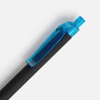 Ручка шариковая Prodir QS01 PRT-T Soft Touch, черная с голубым — фото 4