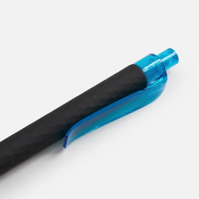 Ручка шариковая Prodir QS01 PRT-T Soft Touch, черная с голубым — фото 5