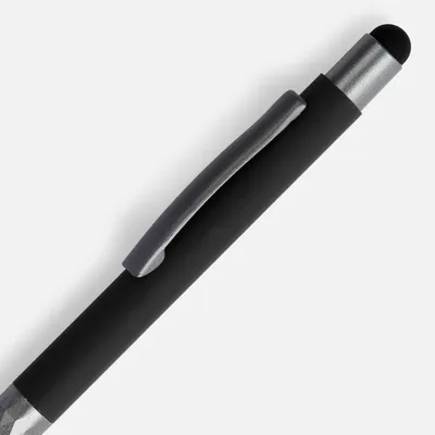 Ручка шариковая Digit Soft Touch со стилусом, черная — фото 3