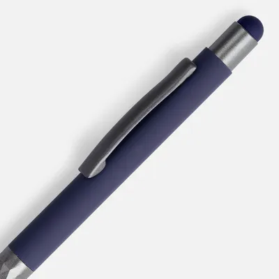 Ручка шариковая Digit Soft Touch со стилусом, синяя — фото 3