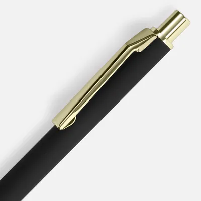 Ручка шариковая Lobby Soft Touch Gold, черная — фото 3