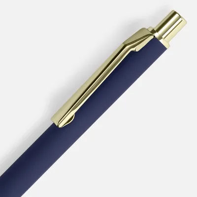 Ручка шариковая Lobby Soft Touch Gold, синяя — фото 3