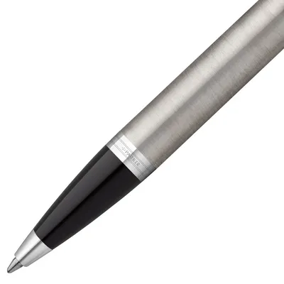 Ручка шариковая Parker IM Essential Stainless Steel CT, серебристая с черным — фото 3