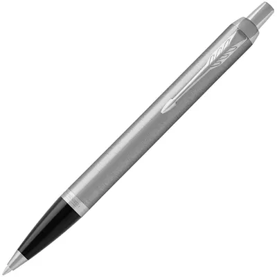 Ручка шариковая Parker IM Essential Stainless Steel CT, серебристая с черным — фото 2
