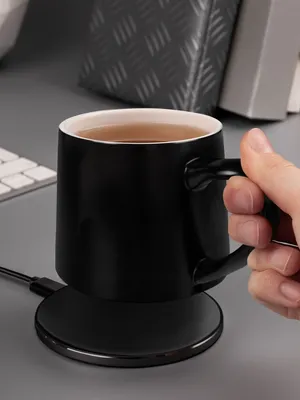 Кружка с подогревом и беспроводной зарядкой dualBase ver. 2.0 Matt, черная — фото 14