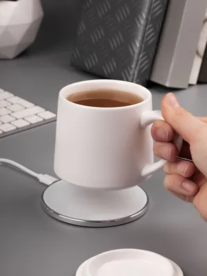 Кружка с подогревом и беспроводной зарядкой dualBase ver. 2.0 Matt, белая — фото 14