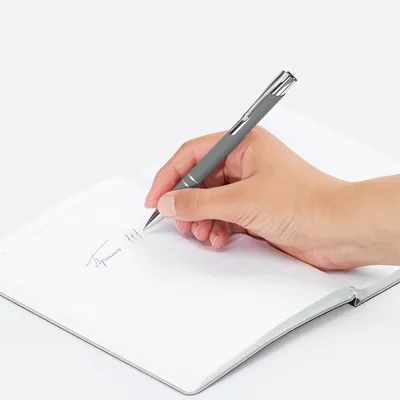 Ручка шариковая Keskus Soft Touch, серая — фото 4