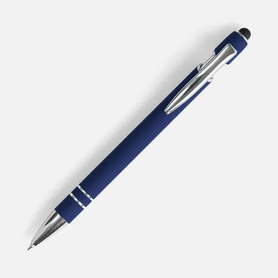 Ручка шариковая Pointer Soft Touch со стилусом, темно-синяя — фото 2