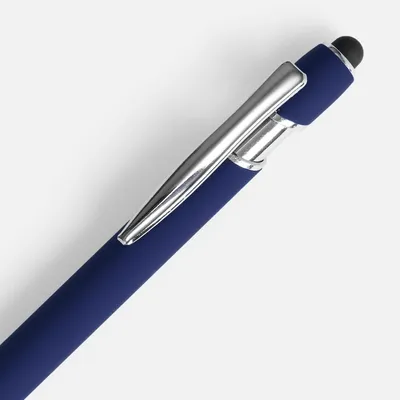 Ручка шариковая Pointer Soft Touch со стилусом, темно-синяя — фото 3