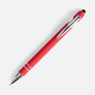 Ручка шариковая Pointer Soft Touch со стилусом, красная — фото 2
