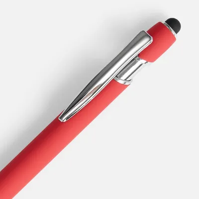 Ручка шариковая Pointer Soft Touch со стилусом, красная — фото 3