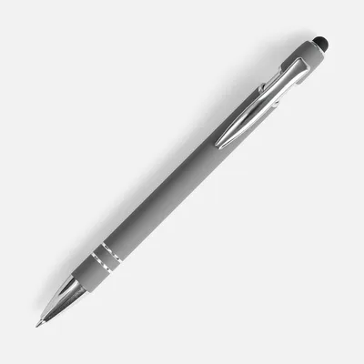 Ручка шариковая Pointer Soft Touch со стилусом, серая — фото 2
