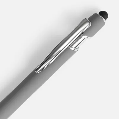 Ручка шариковая Pointer Soft Touch со стилусом, серая — фото 3