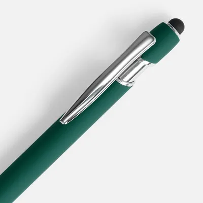 Ручка шариковая Pointer Soft Touch со стилусом, зеленая — фото 3