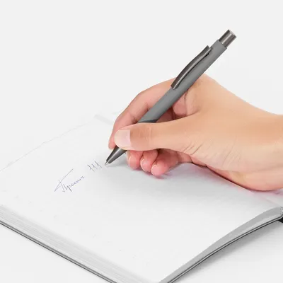 Ручка шариковая Atento Soft Touch, серая — фото 4