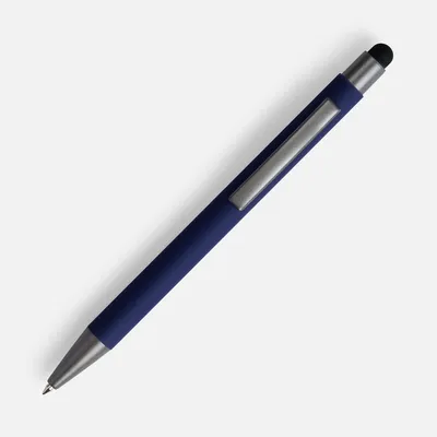 Ручка шариковая Atento Soft Touch со стилусом, темно-синяя — фото 2
