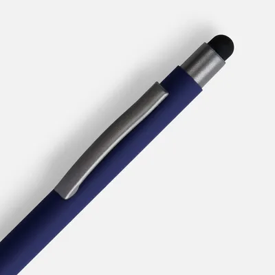 Ручка шариковая Atento Soft Touch со стилусом, темно-синяя — фото 3