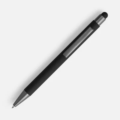 Ручка шариковая Atento Soft Touch Stylus со стилусом, черная — фото 2