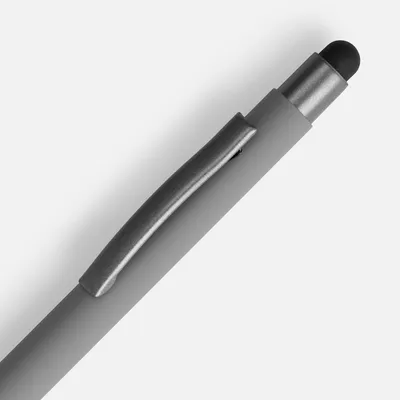 Ручка шариковая Atento Soft Touch со стилусом, серая — фото 3