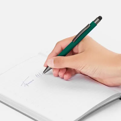Ручка шариковая Atento Soft Touch со стилусом, зеленая — фото 4