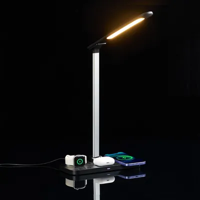 Настольная лампа с беспроводной зарядкой Power Light, черная — фото 7
