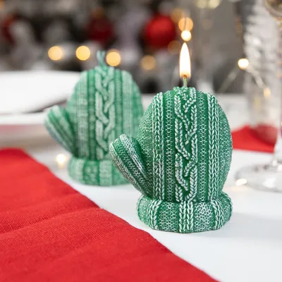 Свеча Kniteam, варежка, зеленая — фото 4