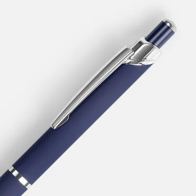Ручка шариковая Chromos Soft Touch, синяя — фото 3