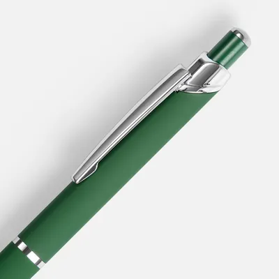 Ручка шариковая Chromos Soft Touch, зеленая — фото 3