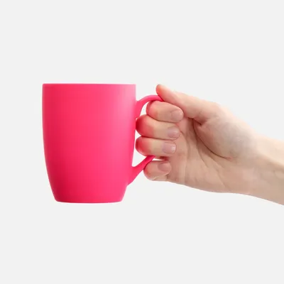 Кружка Good Morning с покрытием софт-тач, ver.2, ярко-розовая (фуксия) — фото 3